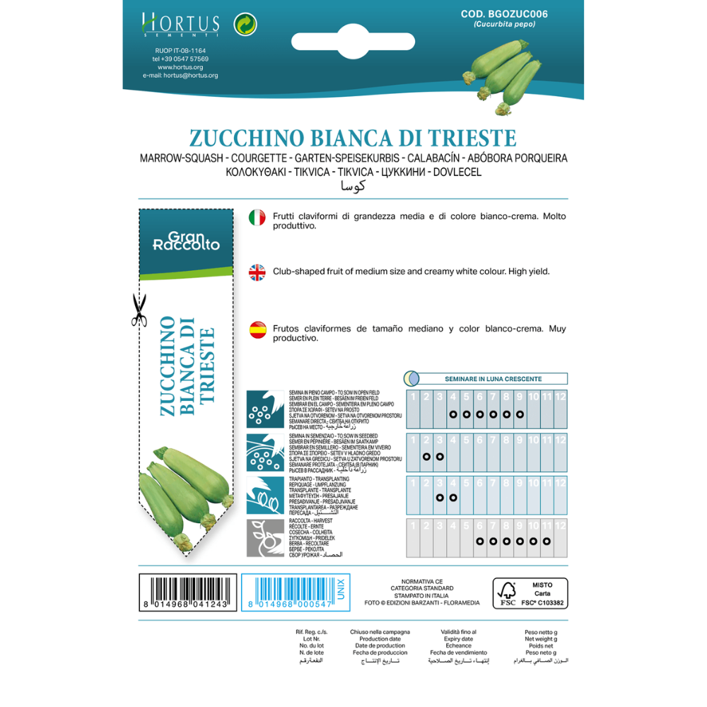 Hortus Zucchini White From Trieste 15gm